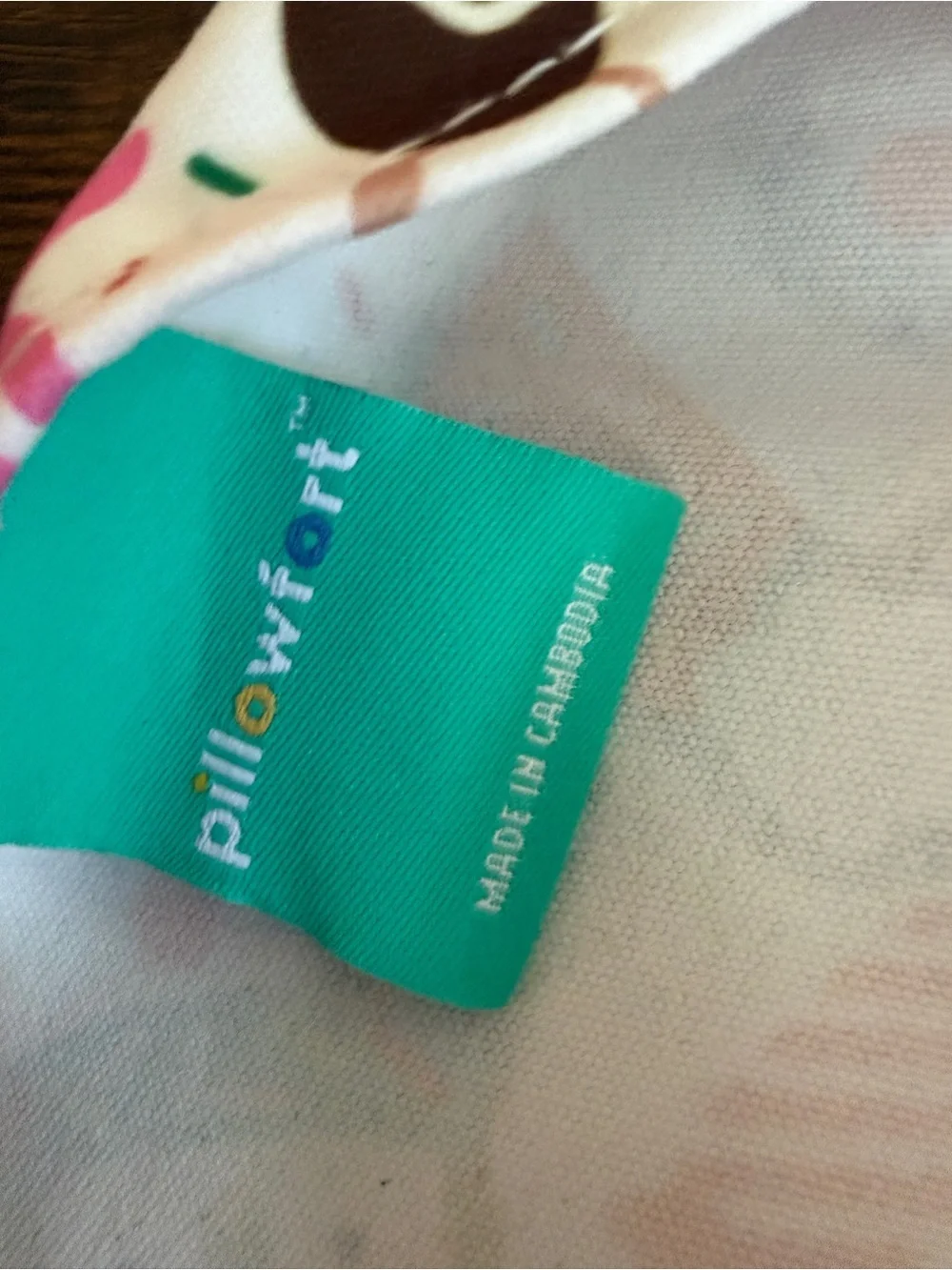 Pillowfort Kids Apron with Teal Logo Tag and Pink Accents Christmas